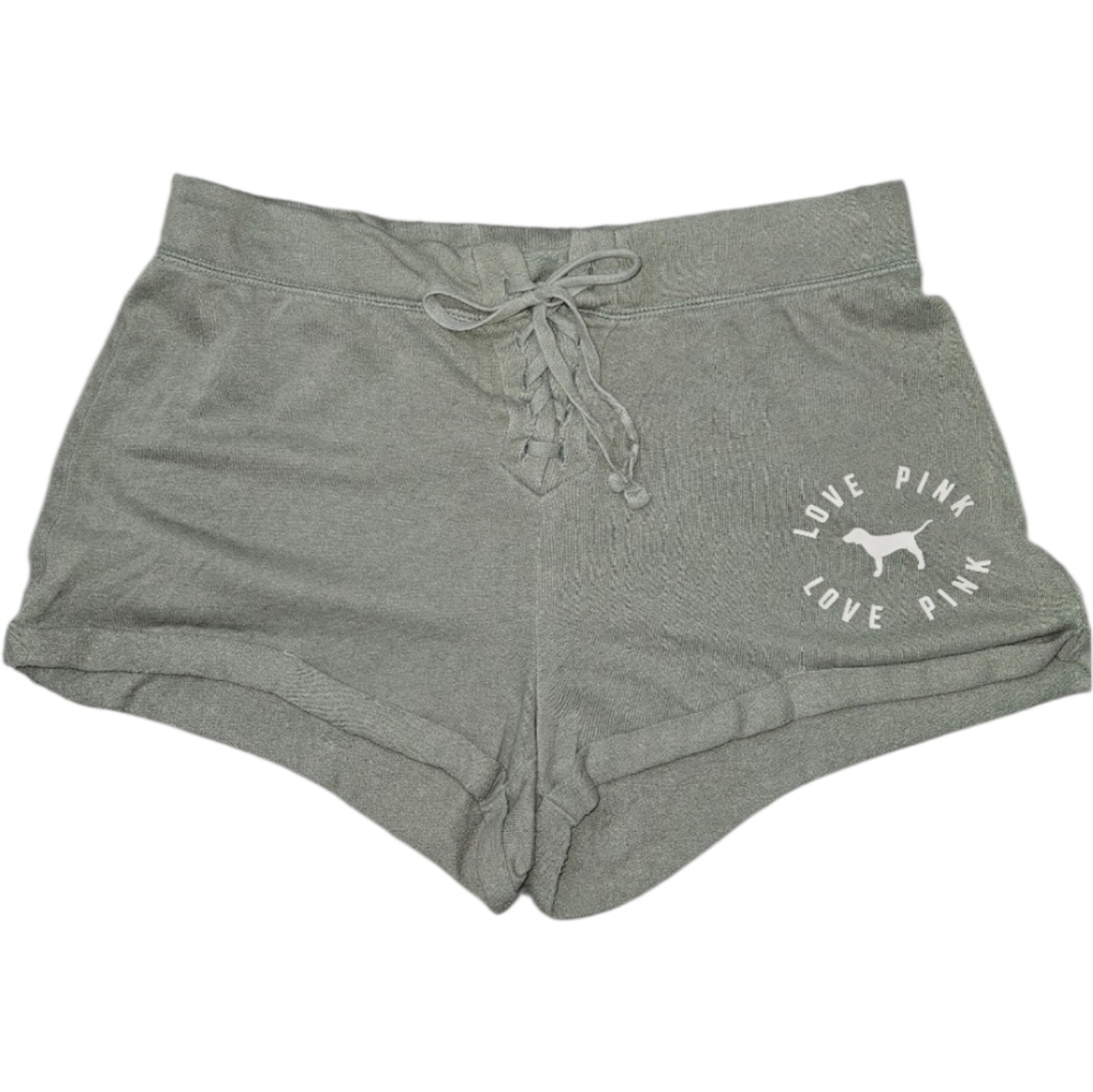 PINK Victoria's Secret Gray Lounge Shorts Womens Size Small Lace Up Front